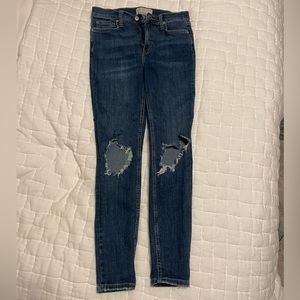 Free People High Rise Busted Knee Skinny Jeans